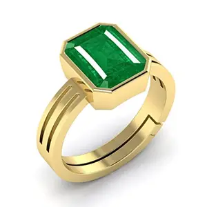 RRVGEM Emerald Ring 6.25 Ratti / 6.00 Carat Natural Emerald Ring Gold Plated Adjustable Ring Astrological Gemstone for Men and Women (Lab - Tested)WITH CERTIFICATE
