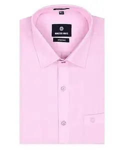 MINISTER WHITE Men’s Cotton Regular Fit Full Sleeve Liberty Cut Formal Office Wear Premium Plain Solid Business Casual Cotton Shirt Stronic