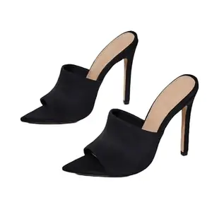 GLO GLAMP Womens Ladies Pencil High Heeled Sandals Pointed Toe Dress Pump Party Sandal For Women's (black, 5)