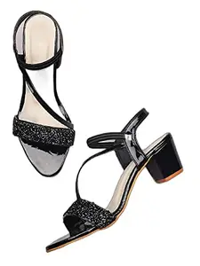 WalkTrendy Womens Synthetic Black Sandals With Heels - 3 UK (Wtwhs43_Black_36)