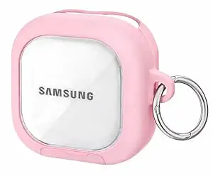 YellowInc Hybrid Lock Clear Case Cover for Samsung Galaxy Buds 4 and 4 Pro with Phone Stand & Carabiner (Baby Pink, Transparent with Stand)