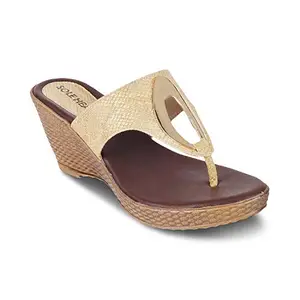 SOLE HEAD Gold Wedges Sandal for Women