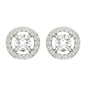CLARA 925 Sterling Silver Swiss Zirconia Halo Earring With Screw Back Gift for Women and Girls