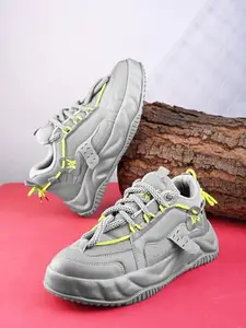 WOAKERS Men's Synthetic Leather Comfortable and Stylish Casual Shoes (Grey, 6) (1078)