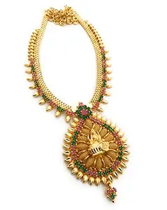 Sasitrends 1 Gram Micro Gold Plated Traditional Lakshmi Necklace for Women and Girls