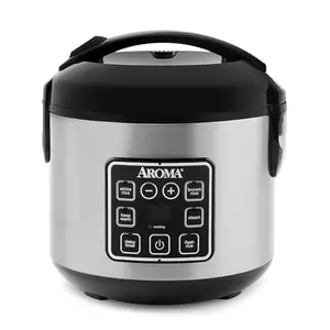 Aroma Housewares Co. 8-Cup Stainless Steel Digital Rice Cooker and Food Steamer, 2 Quarts