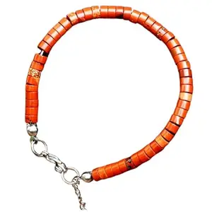 RRJEWELZ Red Jasper Rondelle Beaded Bracelet – Smooth 3-3.5mm Red Stones with Silver Lock – 7 Inch Adjustable link Bracelet for Men & Women|LCBR_RR_05763