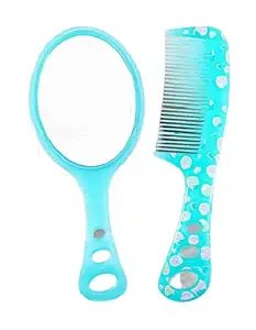 Glavon's Printed Hair Comb & Mirror Set for Kancjak's - (Sky Blue)- [ Special Pack of 12 Set ]