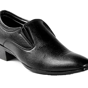 INLAZER Faux Leather Office Wear Moccasin Formal Slip-On Shoes | Trendy Modern Outdoor Formal Shoes | Leather Shoes Light Weight Casual Shoes for Mens, Boys (Black Size 8)