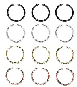 fashion accessories Surgical Steel 8mm No Rusting Clip-On Non-Pierced Nose Ring For Women And Girls (AN_BK_GD_SL_12)