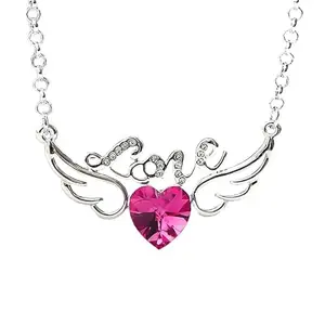 Vientiq Sterling Silver Wings of Love Heart Pendant Necklace