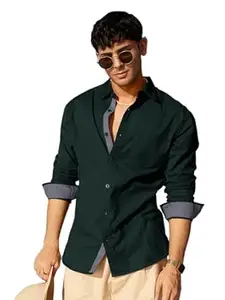 Pinkmint Men's Solid Shirt | Soft Cotton Blend | Casual Shirt | Plain | Full Sleeve - Regular Fit (Available in Plus Size)