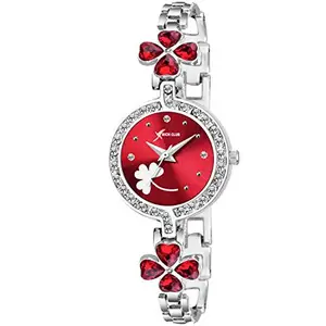 Rich Club RC-5033 Precious Hot Red Stones Studded Watch for Women and Girls