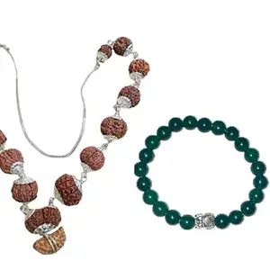 Cuonna Gems Gallery Pure Emerald Panna Bracelet Free With Shivkripa Rudraksha 1 To 14 Face Siddha Mala 1-14 Nepal Ek Se Chaudah Mukhi Rudraksha Mala Original Certfiied 1 से 14 मुखी रुद्राक्ष की माला