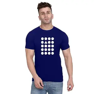 ALLEN BLACK Men's Round Neck T-Shirt, (AB_ T-Shirt_ S_640_BZR) Navy Blue