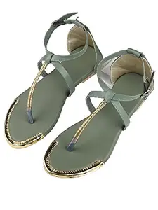 WalkTrendy Womens Synthetic Green Sandals - 5 UK (Wtwf401_Green_38)