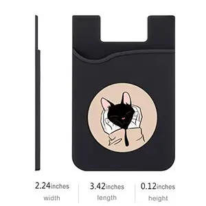 Plan To Gift Set of 3 Cell Phone Card Wallet, Silicone Phone Card Id Cash Wallet with 3M Adhesive Stick-on Black Cat Pink Printed Designer Mobile Wallet for Your Phone & Tablet