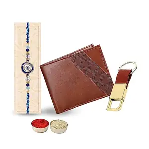 Relish Raksha Bandhan Wallet with Metal Keyring and Rakhi Combo Gift Box| Rakhi Gift Hamper for Brother| Rakhi Set for bhaiya