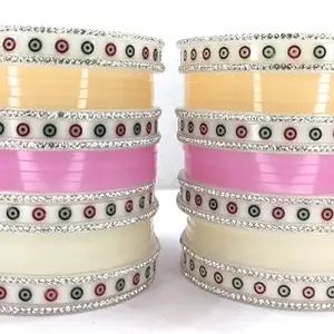 SBS Tricolors (Multicolor), Dotted Bangles Bridal Chuda Bangles set for Women and Girls (Pastel Color, 2.6)