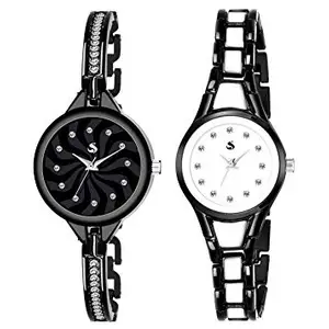 The Shopoholic Analogue Black Dial Combo Watch for Girls(S-352-357)