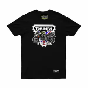streetsoul moto apparels Triumph Tiger Printed Cotton T-Shirt (X-Large) Black