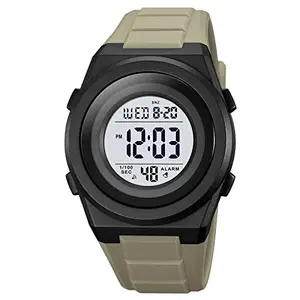 SKMEI Men's Digital Sports Watch - Khaki Digital Watch for Youth Sports Outdoor Silicone Watch, Chronograph, Alarm Clock - 2080