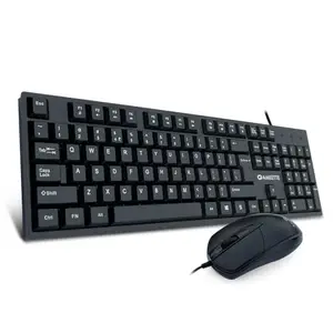 Amkette Lexus Neo Keyboard Mouse Combo Wired for Laptops, PCs & USB-Compatible Devices | UV-Coated, Long-Lasting, Anti-Fade Keys | Spill-Resistant Design | Multimedia Keys | Comfortable Typing (Black)