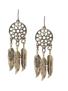 fabula Jewellery Antique Gold Dream Catcher Bohemian Fashion Drop Earrings For Women & Girls Stylish Latest (EJD20_AFR1)