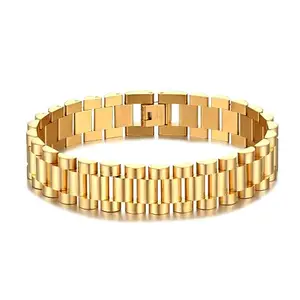 Karishma Kreations Valentine Gifting Love Non Tarnish Stainless Steel Gold Classic Watchband Bracelet For Women