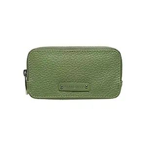 MANDAVA Women's PU Leather Mini Wallet | Ladies Slim Compact Card Holder Organizer Zipper Coin Purse (Terrain Green)