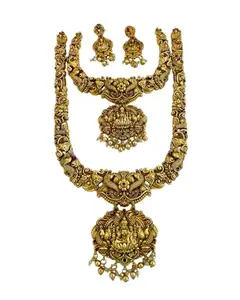Women's Jewelery set for GoldPlated haram Necklace and Earings with traditional festive Collections