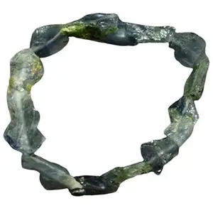 RRJEWELZ 8-14mm Natural Gemstone Cordierite Iolite Tumble shape Rough cut beads 7.5 inch stretchable bracelet for men. | STBR_RR_M_02917