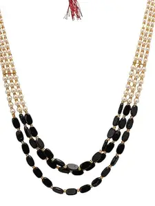 Gold-Plated White-black color Handcrafted Necklace for womens.
