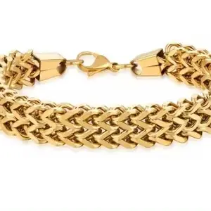 MEENAZ Bracelets for Men Boys brother boyfriend gents Fashion Golden Bracelet for Men Gold Stainless Steel Dual Curb Chain Bracelet Birthday Gift Anniversary Husband valentine gift rakhi bracelet