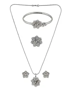 SARAF RS JEWELLERY Floral Shaped Pendant Set with Bracelet for Women, Girls