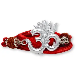 RANA SILVER RAKHI Silver Rakhi | Silver Rakhi for Brother | Rakshan Bandhan Gift for Bhai with Roli Kum Kum, Certificate and Greeting Card (Pack of 2)