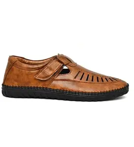 Men's Faux Leather Sandal (Tan, 8)-PID53510