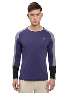 TECHNOSPORT Men Polyester Slim Fit Active T-Shirt - (MTP621EBESML_Evening Blue_S) Pack of 1