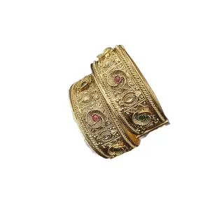 MEHAK CURATORS Mehko Rajwadi Bangles Kada Traditional Gold Plated with Screw for Women and Girls set of 2 size 2.8