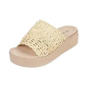 Mochi Women Beige Wedge Heel Fashion Slip-on Sandal UK/7 EU/40 (34-179)
