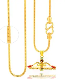 ANVIKA Religious Khatu shyam Ji Hare Ka Sahara Pendant With Golden Slim CHain Brass Chain