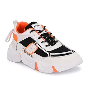 KROOK Shoes Men's Orange Mesh Stylish/Comfortable Lace-Ups Sports Shoes 6