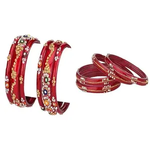Somil Combo Bangle Set For Women | Traditional Daily Bangles | Perfect For Parties & Functions, Pack Of 10, Red, Red -D446