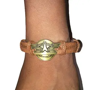 NPRC Handmade Brown Leather Bracelet for Men and Women/Unisex