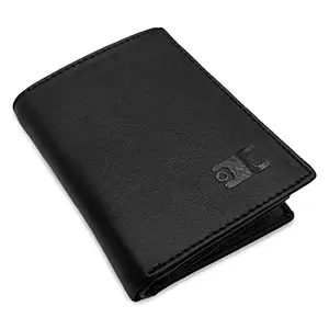 Pikkme O.D.C. Men Wallet Minimalist Slim Vegan Leather Vertical Card Wallet with 2 Credit Card Slots | 3 Hidden Card Slots | 1 Coin Pocket | 1 Cash Pocket | 2 Transparent ID Card Slots (Wallet 2.0 Black)