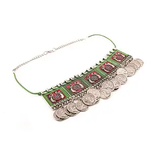 ARADHYA ` Oxidised Silver Plated Meena Work Choker Necklace for Women