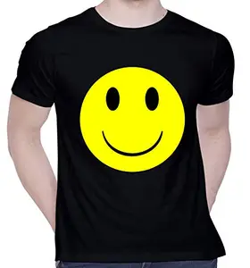 CreativiT Graphic Printed T-Shirt for Unisex Smile Tshirt | Casual Half Sleeve Round Neck T-Shirt | 100% Cotton | D00589-302_Black_XX-Large