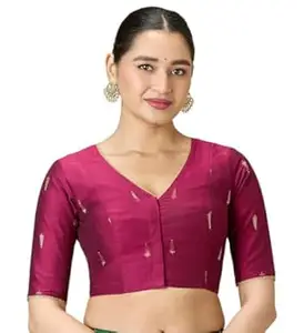 Studio Shringaar Women Cotton blend Half Sleeve Readymade Saree Blouse