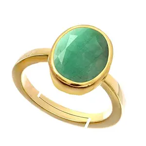 RRVGEM 5.25 Carat Green Emerald Adjustable Gold plated Green Panna Ring Certified for Women's and Men's By LAB - CERTIFIED