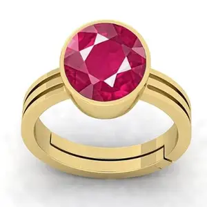 DAURAYA GEMS Natural Certified Unheated Untreatet 17.25 Ratti 16.17 Carat A+ Quality Natural Burma Ruby Manik Gold Plated Ring for Women's and Men's (Lab Certified) (CD097)